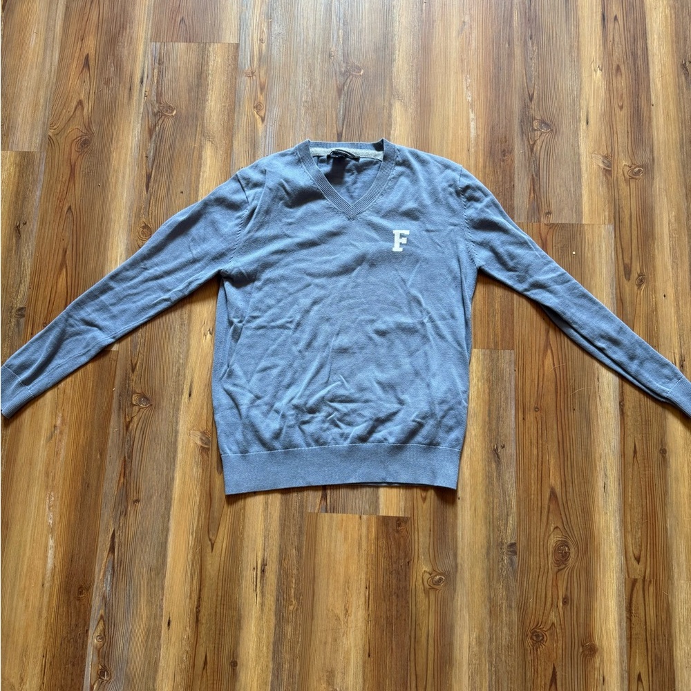 French Connection V-Neck Sweater in Gray